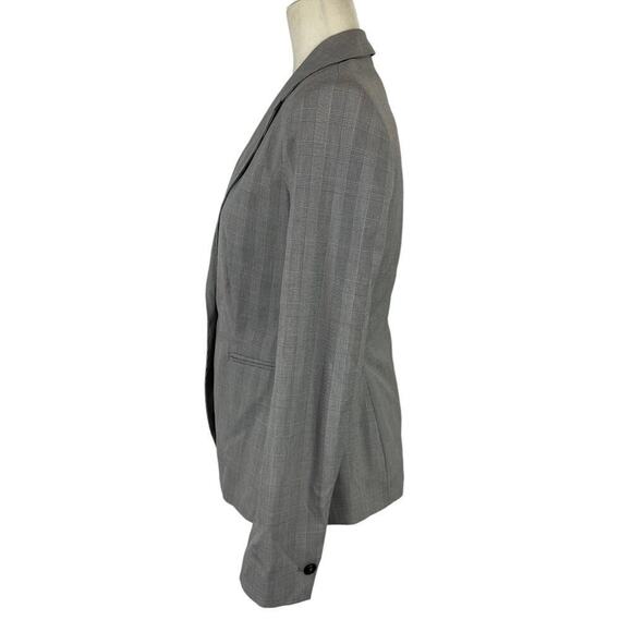 Zara Office Siren Fitted Single Breasted Check Plaid Blazer Size 4 Career Gray - Picture 9 of 16